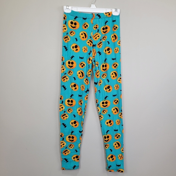 None Pants - Happy Jack-o-lanterns and‎ Bats Polyester Spandex Leggings One Size Fits All